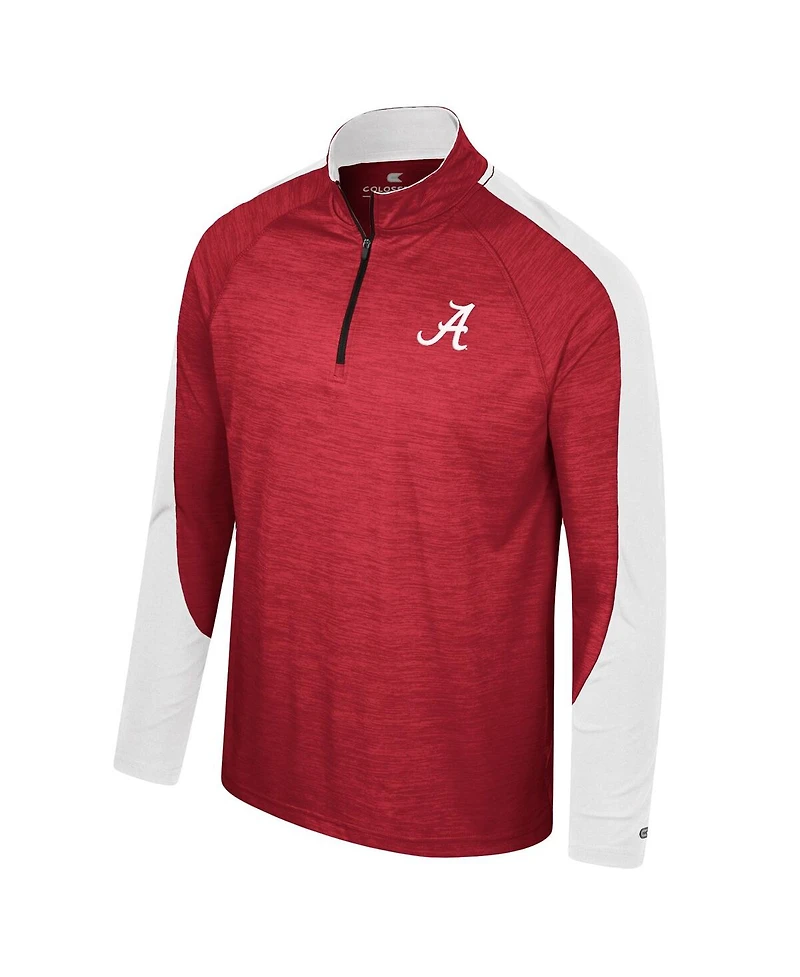 Men's Colosseum Crimson Alabama Crimson Tide Langmore Raglan Quarter-Zip Top