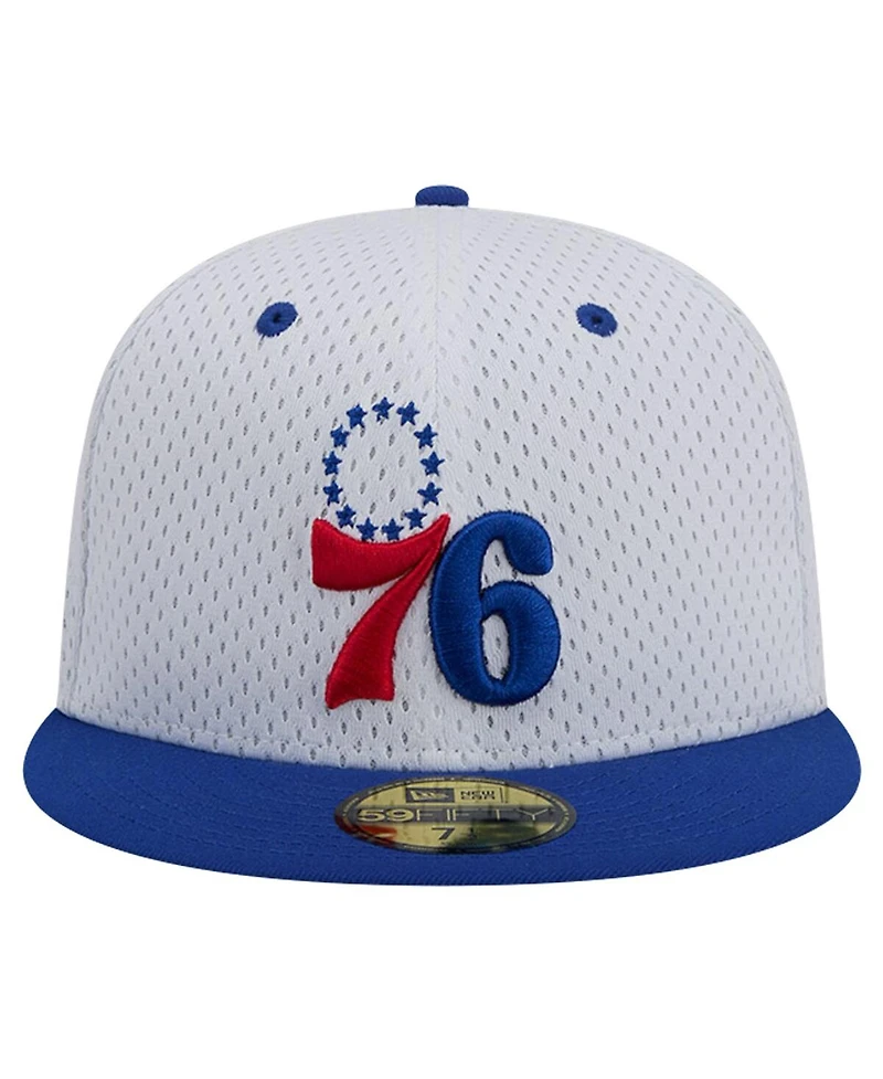 Men's New Era White, Royal Philadelphia 76ers Throwback 2Tone 59FIFTY Fitted Hat