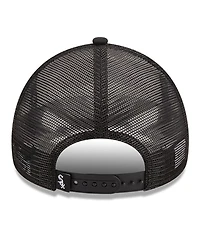 Men's New Era White, Black Chicago White Sox Stacked A-Frame Trucker 9FORTY Adjustable Hat
