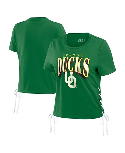 Women's Wear by Erin Andrews Green Oregon Ducks Side Lace-Up Modest Crop T-shirt