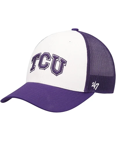 Men's '47 Brand White, Purple Tcu Horned Frogs Freshman Trucker Adjustable Hat