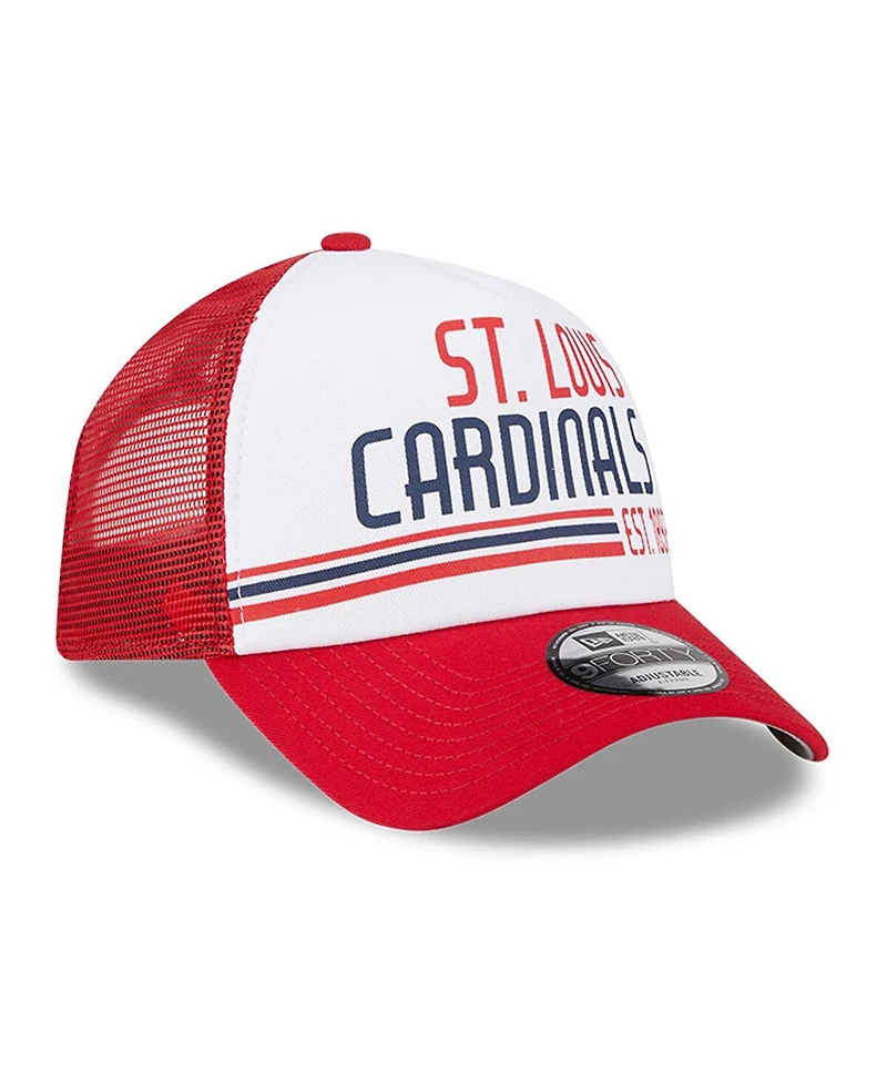 Men's New Era White, Red St. Louis Cardinals Stacked A-Frame Trucker 9FORTY Adjustable Hat