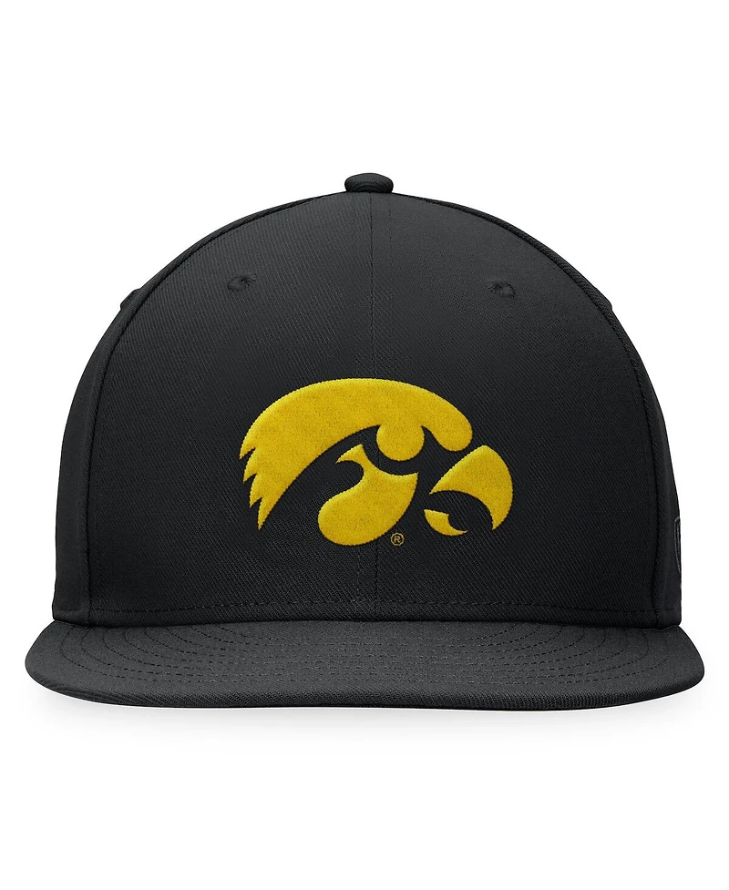 Men's Top of the World Black Iowa Hawkeyes Fitted Hat