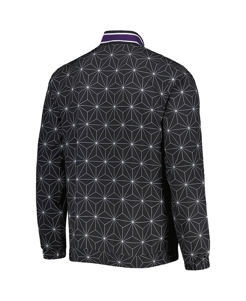 Men's Starter Black Phoenix Suns In-Field Play Fashion Satin Full-Zip Varsity Jacket