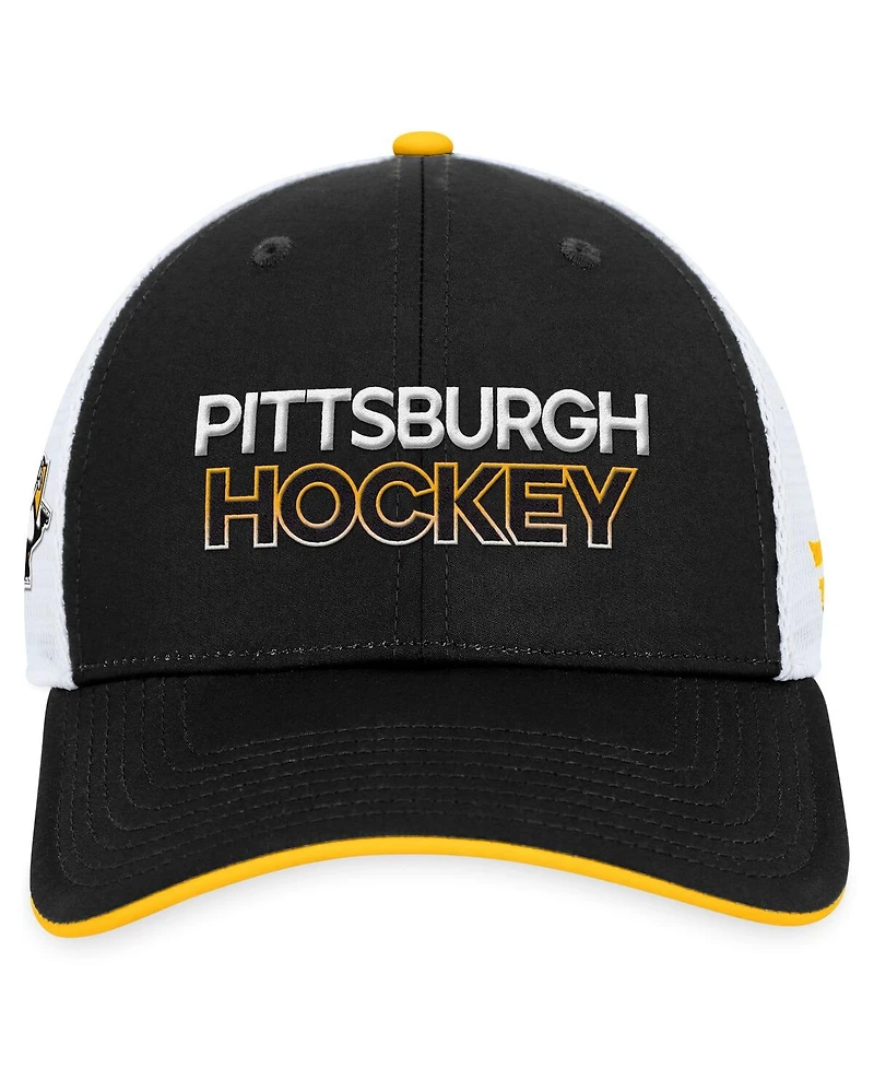 Men's Fanatics Black Pittsburgh Penguins Authentic Pro Rink Trucker Adjustable Hat