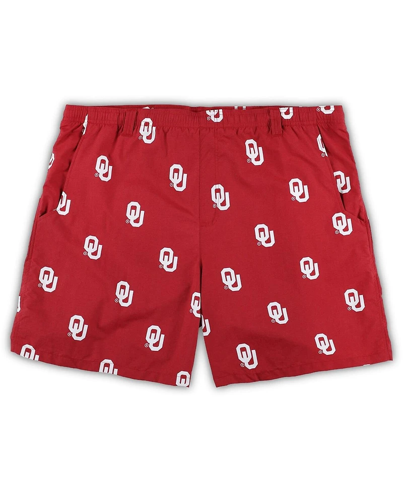 Men's Columbia Crimson Oklahoma Sooners Big and Tall Backcast Ii Allover Print Omni-Shade Shorts