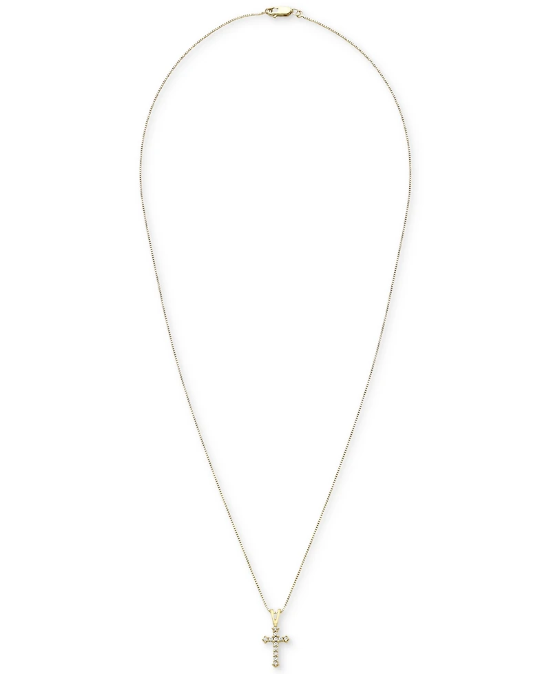 Diamond Cross 18" Pendant Necklace (1/10 ct. t.w.) 14k Gold