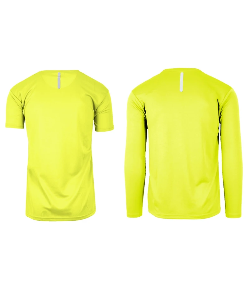 Galaxy By Harvic Men's Short Sleeve Long Moisture-Wicking Quick Dry Performance Crew Neck Tee-2 Pack