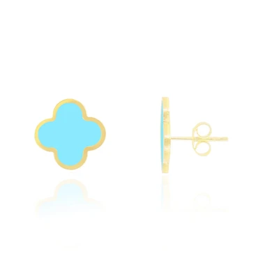 The Lovery Large Turquoise Clover Stud Earrings 14K Gold
