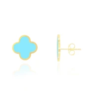 The Lovery Large Turquoise Clover Stud Earrings 14K Gold