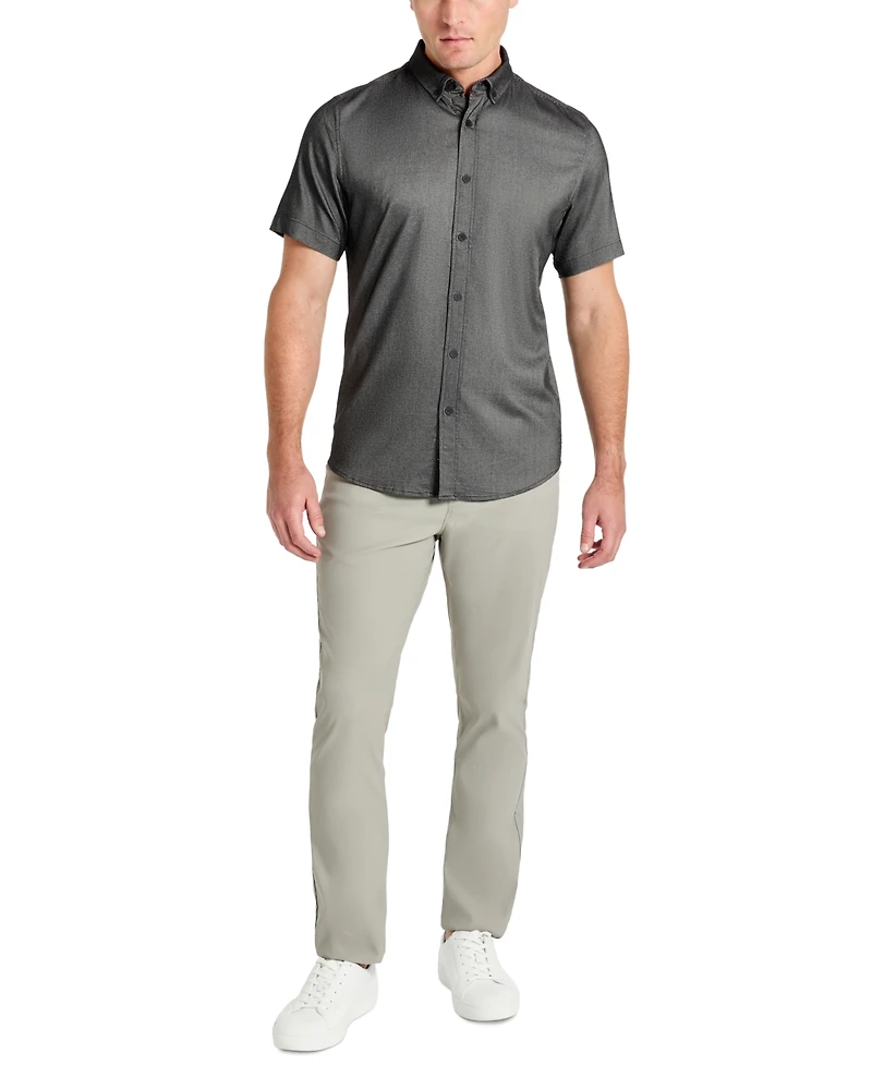 Kenneth Cole Men's Slim Fit Short Sleeve Button-Down Sport Shirt