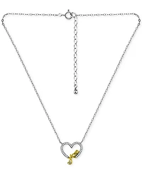 Giani Bernini Cubic Zirconia Mom Heart Pendant Necklace in Sterling Silver & 18k Gold-Plate, 16" + 2" extender, Created for Macy's