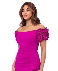 Xscape Women's Off-The-Shoulder Scuba Crepe Midi Dress