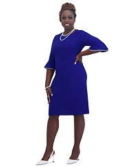 Kasper Kat Elbow-Sleeve Ruffled-Cuff Dress
