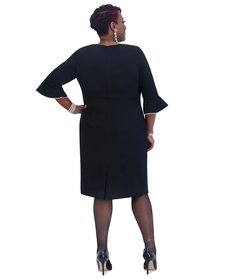 Kasper Kat Elbow-Sleeve Ruffled-Cuff Dress