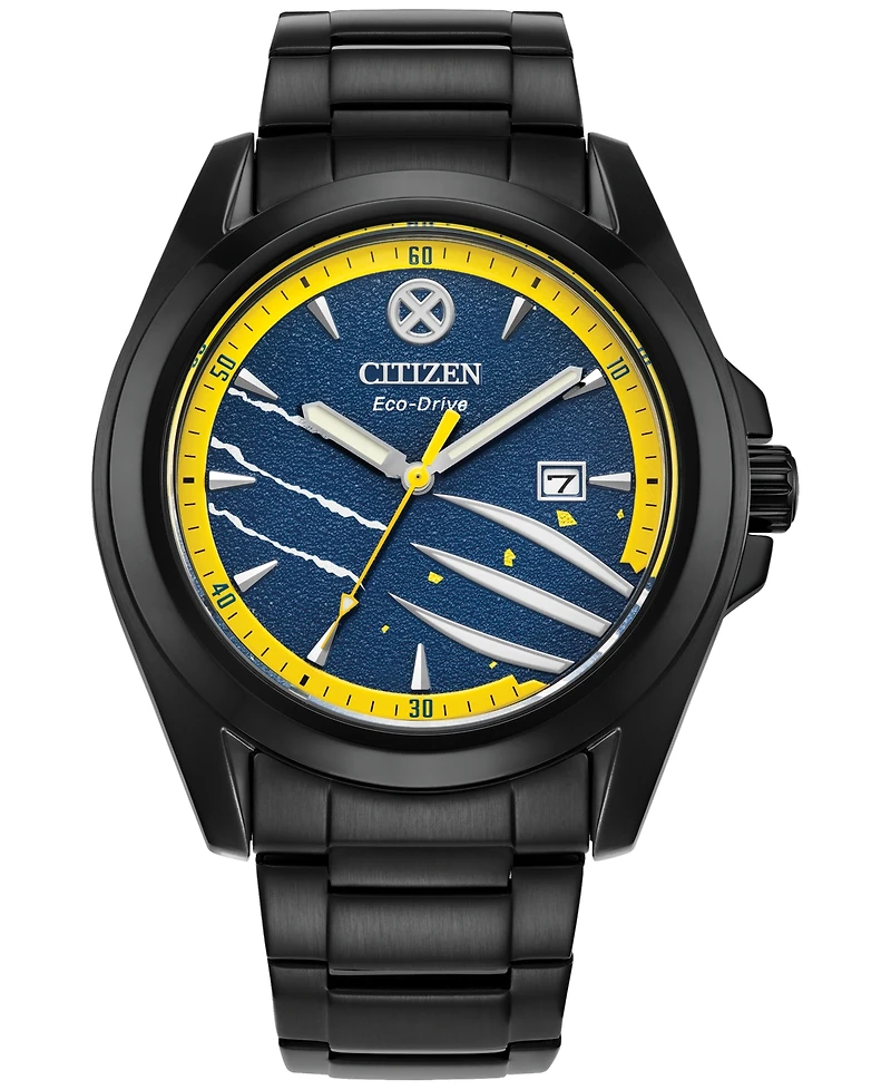 Citizen Eco-Drive Men's Marvel Wolverine Black-Tone Stainless Steel Bracelet Watch 43mm Gift Set
