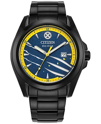 Citizen Eco-Drive Men's Marvel Wolverine Black-Tone Stainless Steel Bracelet Watch 43mm Gift Set