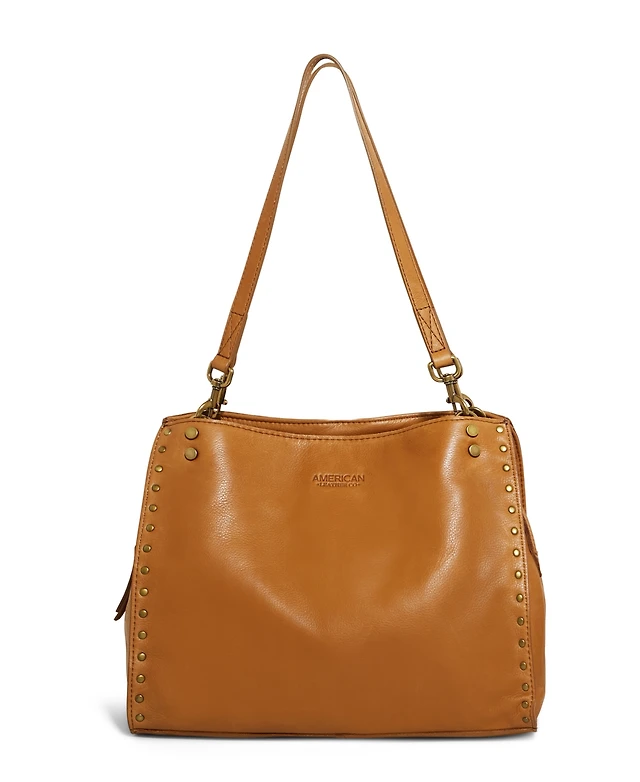 thumbnail image 2 of American Leather Co. Lenox Triple Entry Satchel – Cafe Latte Brown – Women's Leather Bag 2 of 2