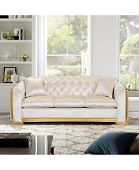 Simplie Fun 84" Velvet Luxury Chesterfield Sofa Set