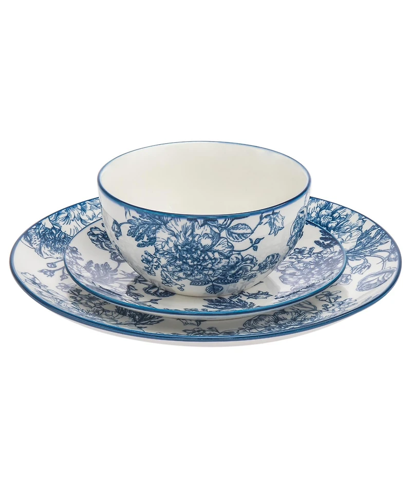Godinger Blue Floral 12 Pc. Dinnerware Set, Service for 4