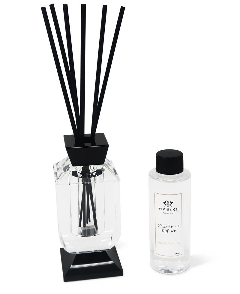 Vivience Black Accents Crystal Reed Diffuser, Lilly of the Valley Scent