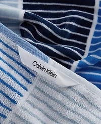 Calvin Klein Blocked Terry Yarn Dyed Stripe Beach Towel Set, 68" x 36"