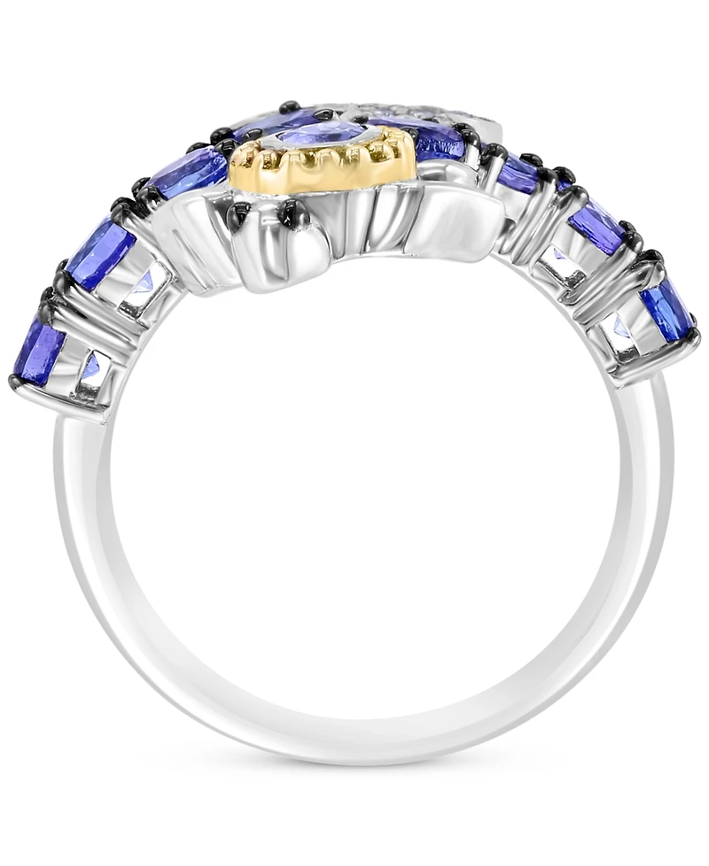 Effy Tanzanite (1-3/8 ct. t.w.) & Diamond (1/20 ct. t.w.) Starfish & Sea Turtle Bypass Ring in Sterling Silver & Gold-Plate