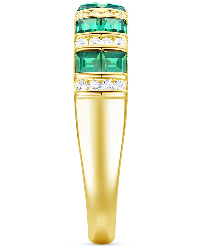 Lab-Grown Emerald (3/8 ct. t.w.) & White Sapphire (1/8 Band 14k Gold-Plated Sterling Silver (Also Blue