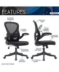 Techni Mobili Mesh Office Chair with Lumbar Support and Flip-Up Arms