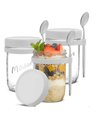 JoyJolt Dawn Overnight Oats Glass Containers, 16 Oz, Set of 3