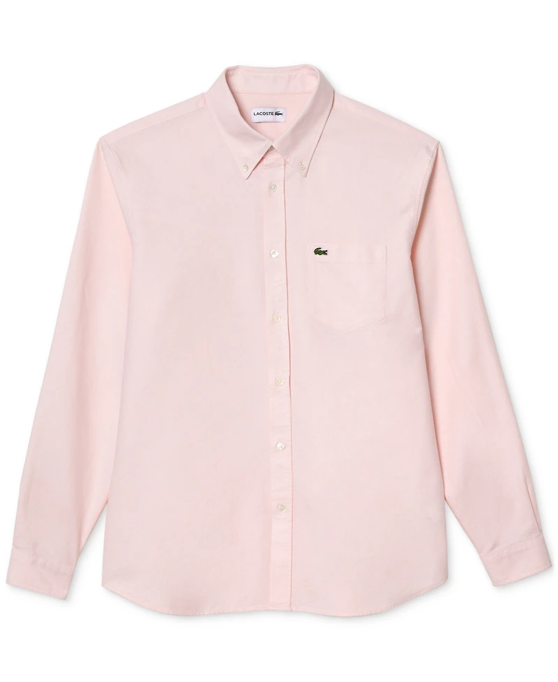 Lacoste Men's Woven Long Sleeve Button-Down Oxford Shirt