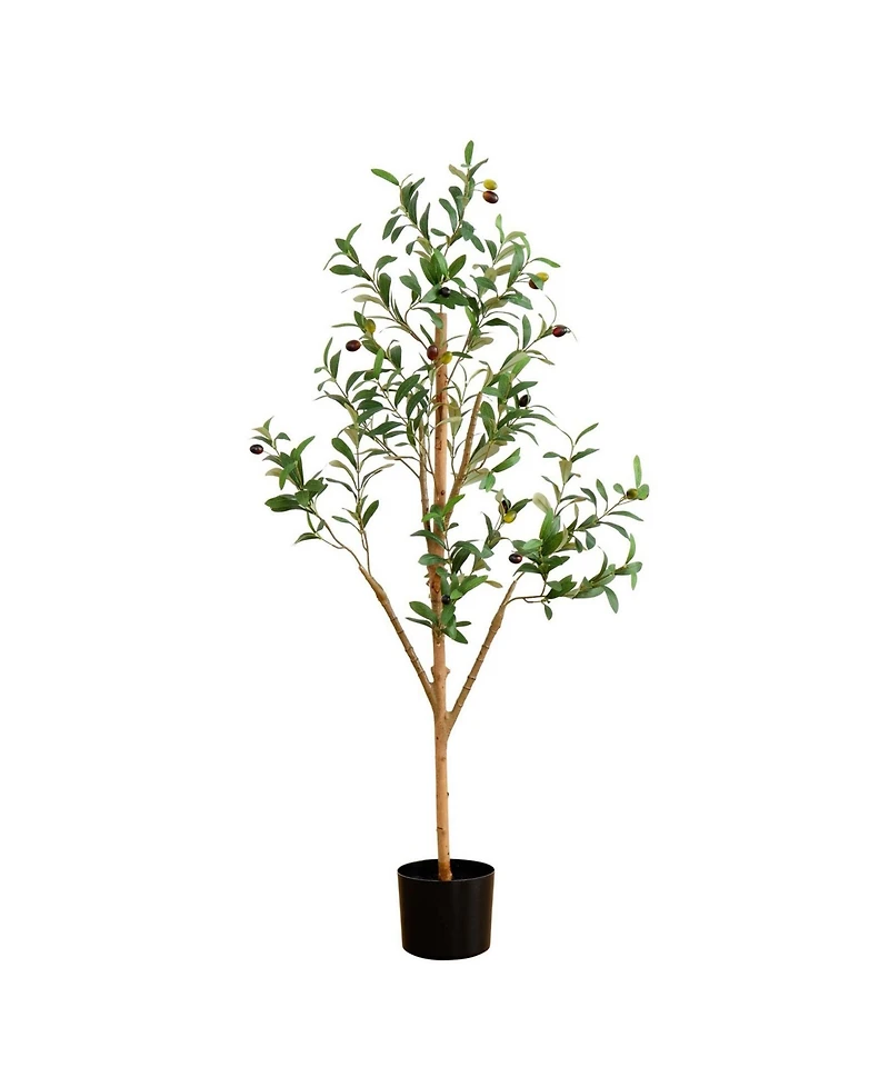 Nearly Natural 4ft. Artificial Olive Tree with Natural Trunk