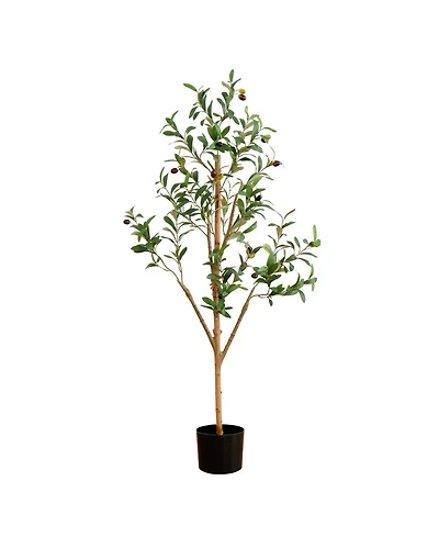 Nearly Natural 4ft. Artificial Olive Tree with Natural Trunk