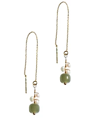 Madeleine — Jade and freshwater pearl drop earrings