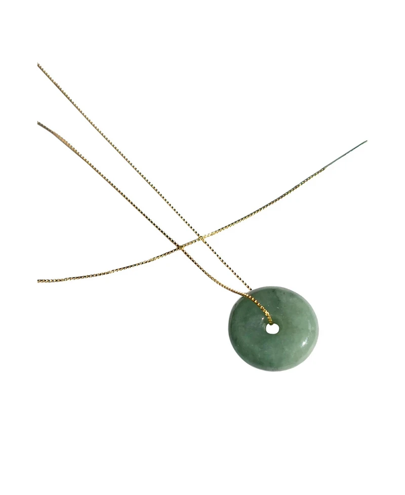 Button — Green jade pendant necklace