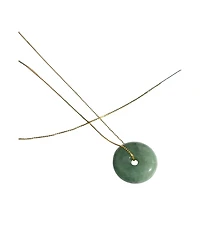 Button — Green jade pendant necklace