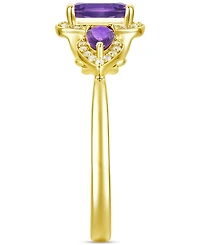 Amethyst (1-1/20 ct. t.w.) & Lab-Grown White Sapphire (1/6 Three Stone Halo Ring 14k Gold-Plated Sterling Silver (Also Additional Gems