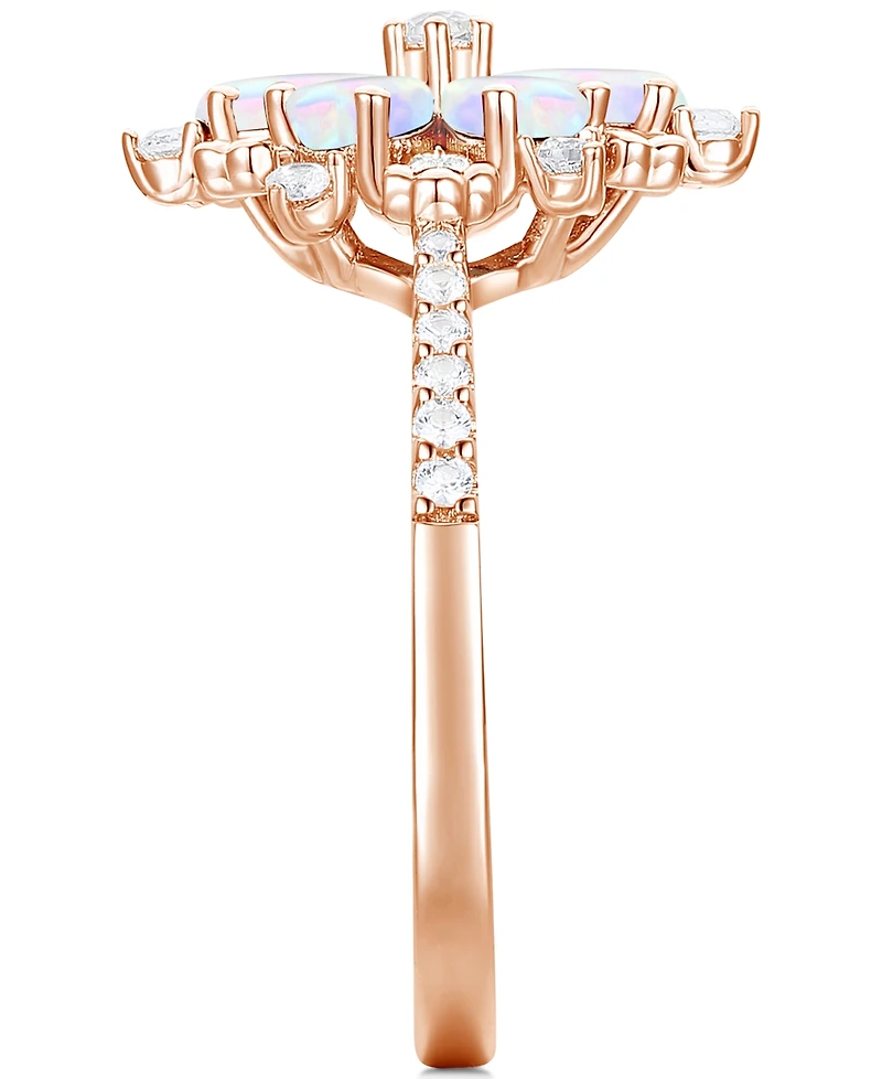 Lab-Grown Emerald (7/8 ct. t.w.) & White Sapphire (1/8 Flower Ring 14k Gold-Plated Sterling Silver (Also Additional Gemstone