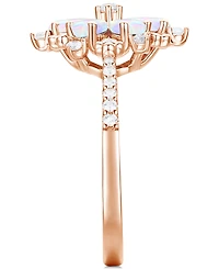 Lab-Grown Emerald (7/8 ct. t.w.) & White Sapphire (1/8 Flower Ring 14k Gold-Plated Sterling Silver (Also Additional Gemstone