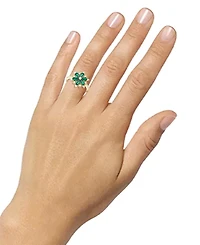 Lab-Grown Emerald (7/8 ct. t.w.) & White Sapphire (1/8 Flower Ring 14k Gold-Plated Sterling Silver (Also Additional Gemstone