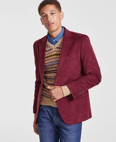 Nautica Men's Modern-Fit Solid Stretch Corduroy Elbow Patch Sport Coat