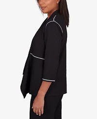 Alfred Dunner Women's Opposites Attract Ribbed Two In One Crew Neck Top