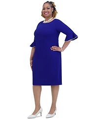 Kasper Kat Elbow-Sleeve Ruffled-Cuff Dress