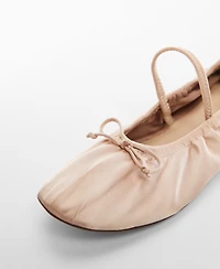 Mango Women's Elastic Satin Ballerinas