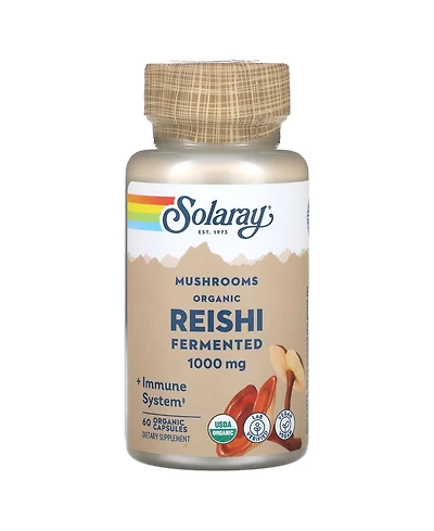 Solaray Fermented Reishi Mushroom - 60 Organic Capsules (500 mg per Capsule)