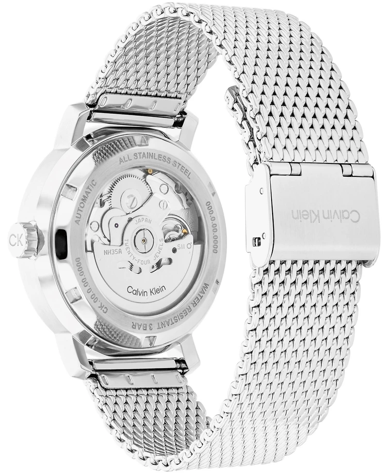 Calvin Klein Men's Iconic Automatic Silver Stainless Steel Mesh Watch 40mm