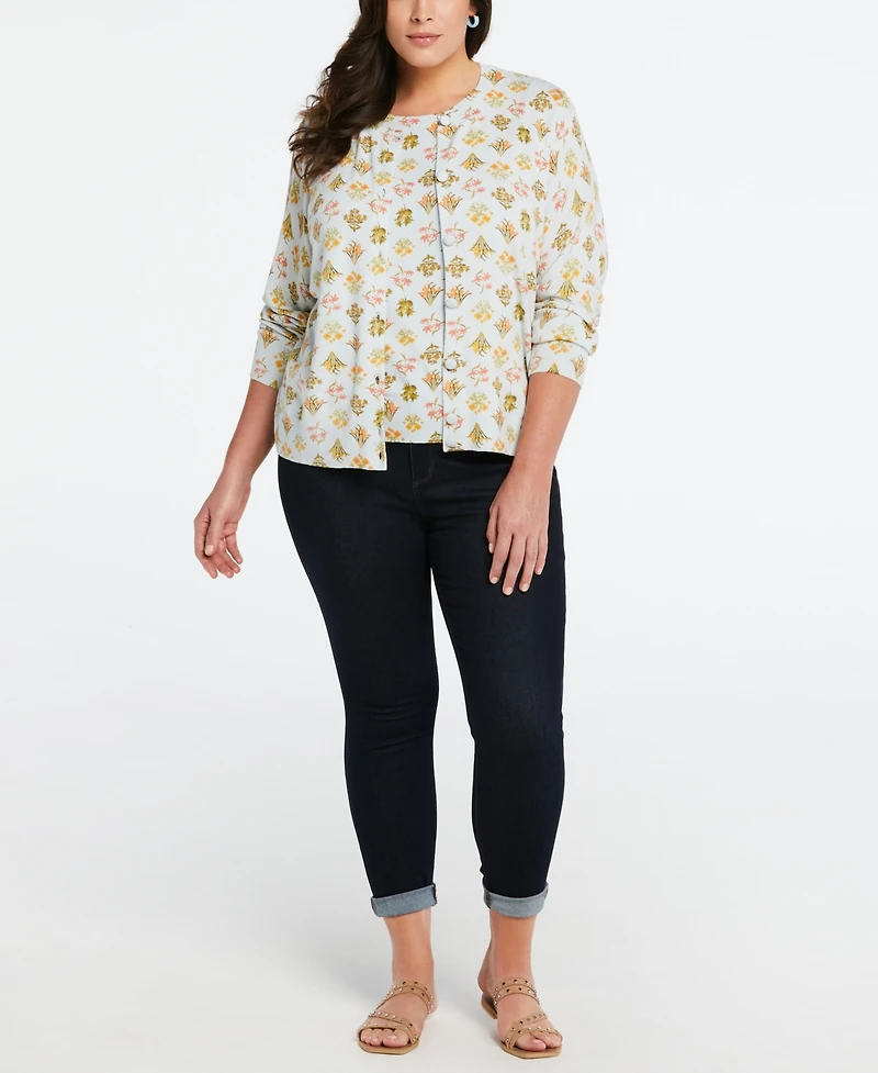 Ella Rafaella Plus Size Super Soft Floral Print Sweater