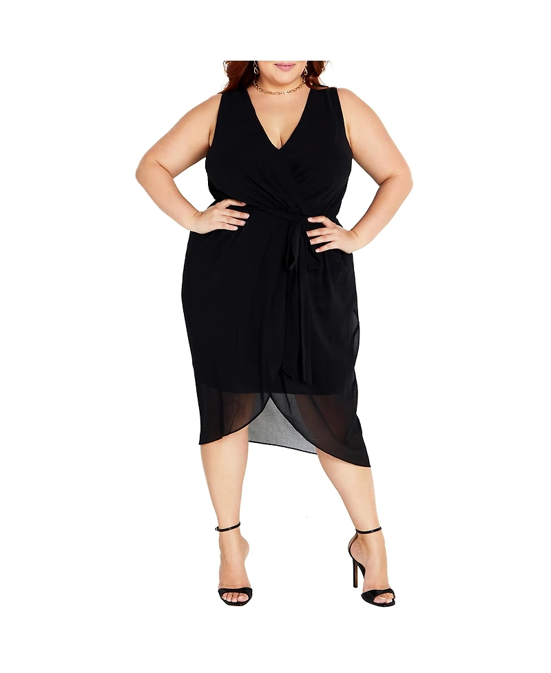 City Chic Plus Tie V-neck Dress