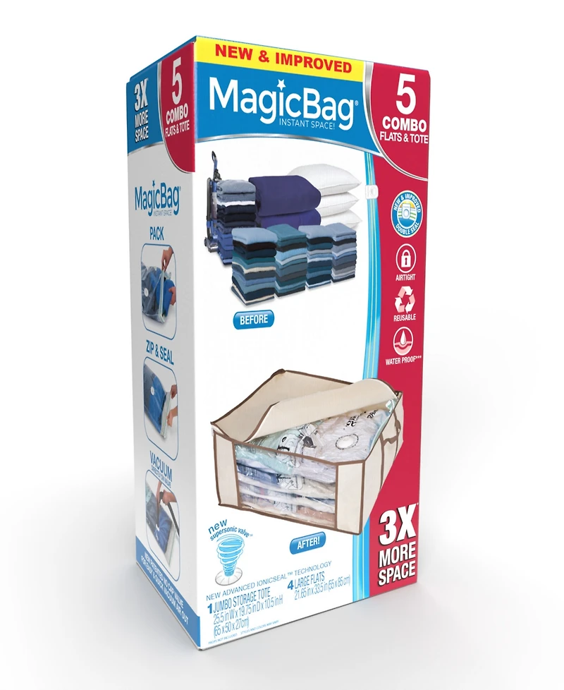 Magicbag By Smart Design 1 Jumbo Tote with 4 Large Flat Compression Bags