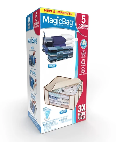 Magicbag By Smart Design 1 Jumbo Tote with 4 Large Flat Compression Bags